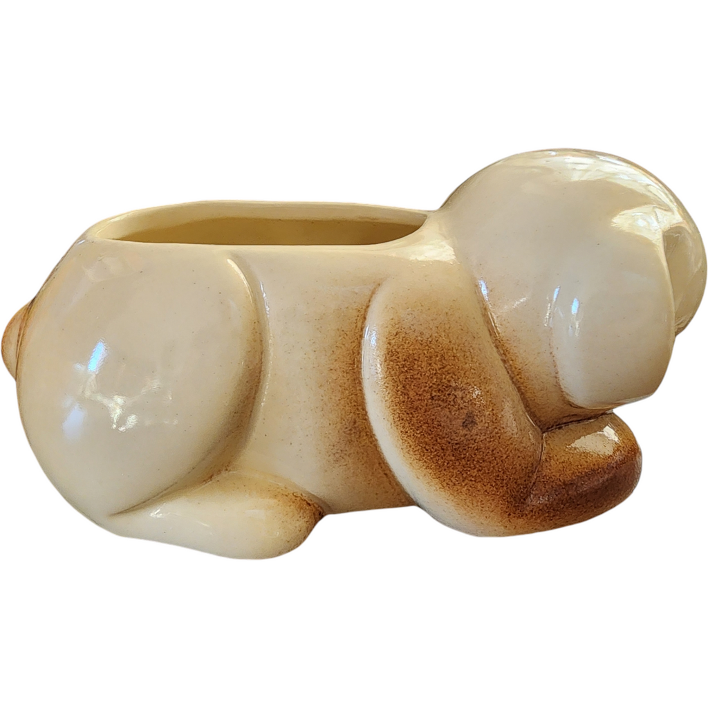 Art Shawnee Pottery Hand Painted Sleeping Puppy/Dog Planter