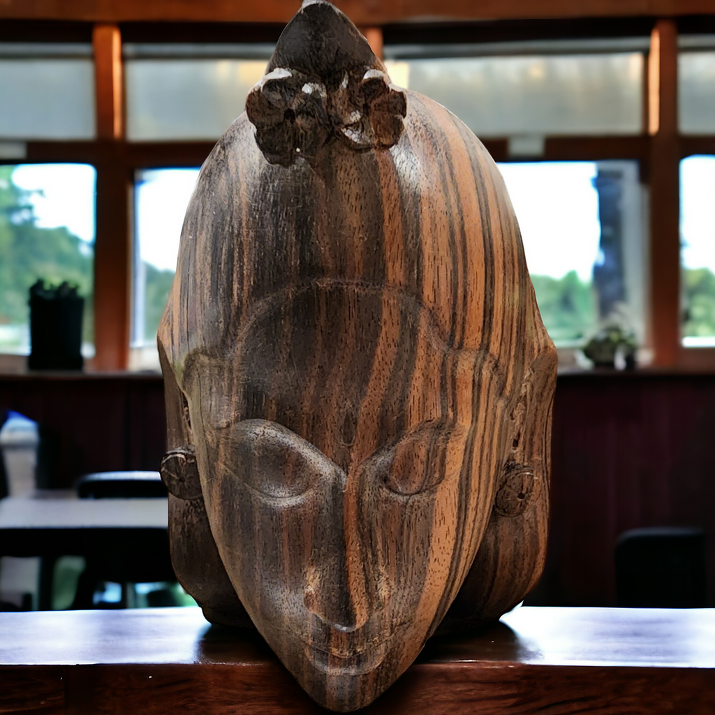 Njana Tilem Gallery Home Decor Macassar Ebony Balinese Hand-Carved Lady Head Bust  Figurine
