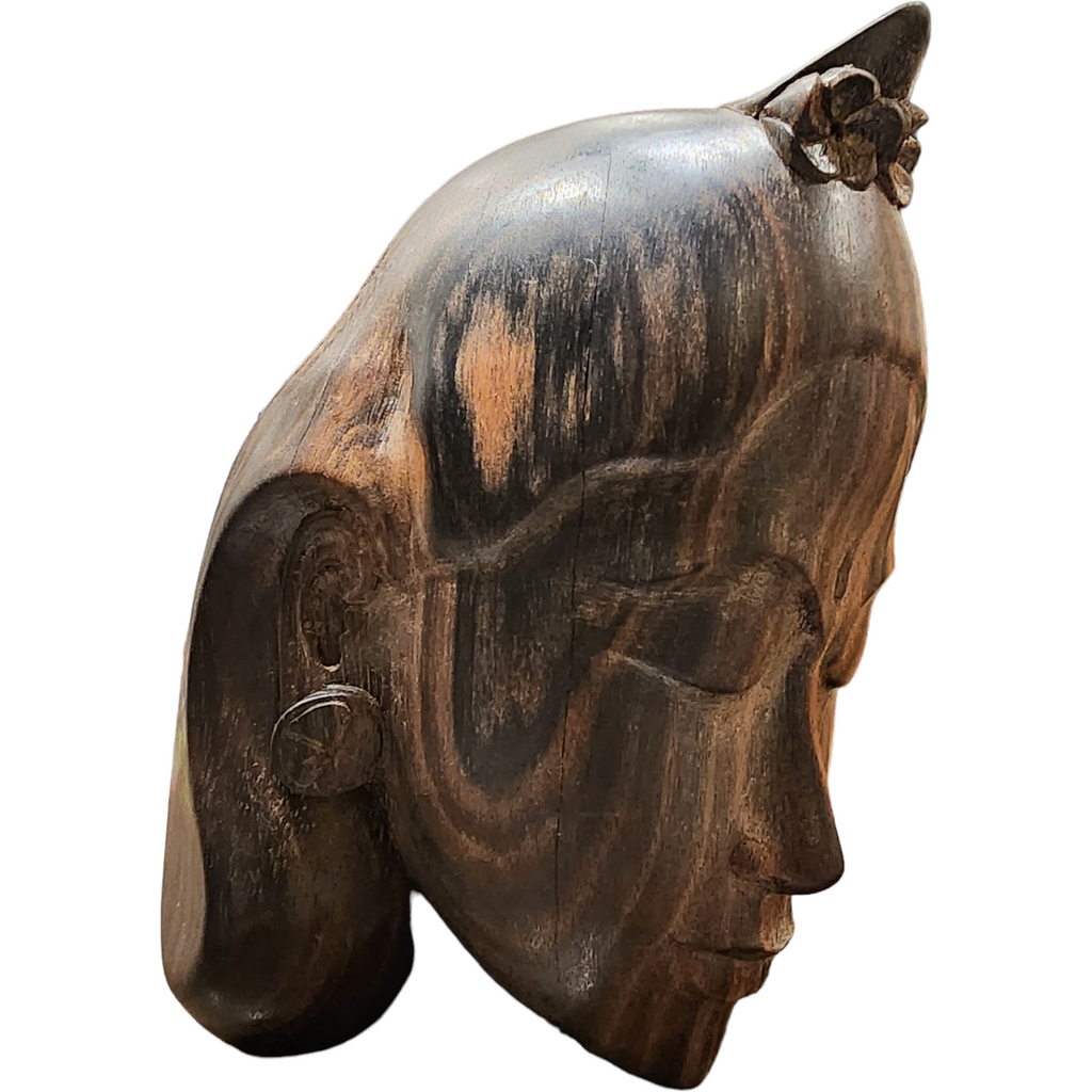 Njana Tilem Gallery Home Decor Macassar Ebony Balinese Hand-Carved Lady Head Bust  Figurine