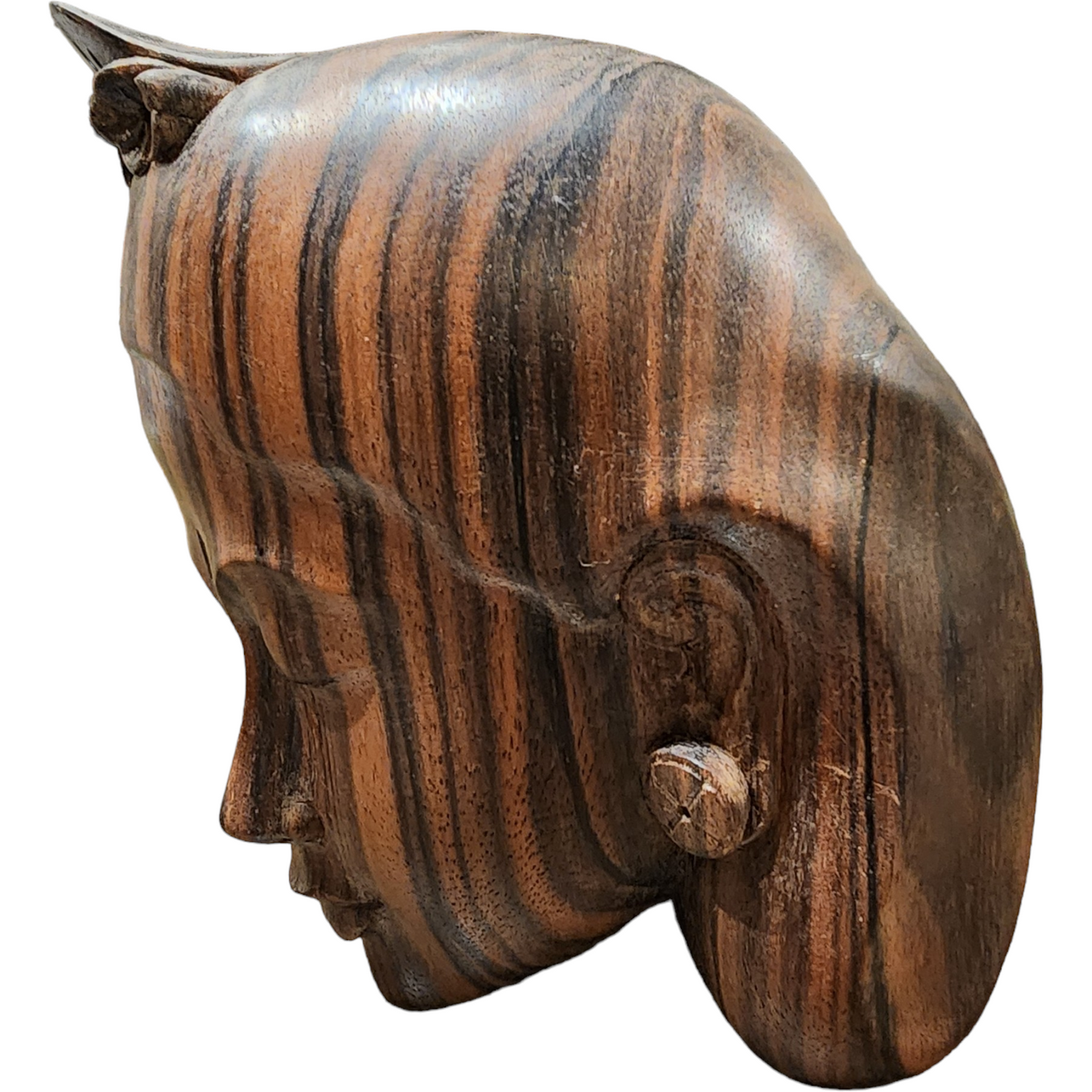 Njana Tilem Gallery Home Decor Macassar Ebony Balinese Hand-Carved Lady Head Bust  Figurine