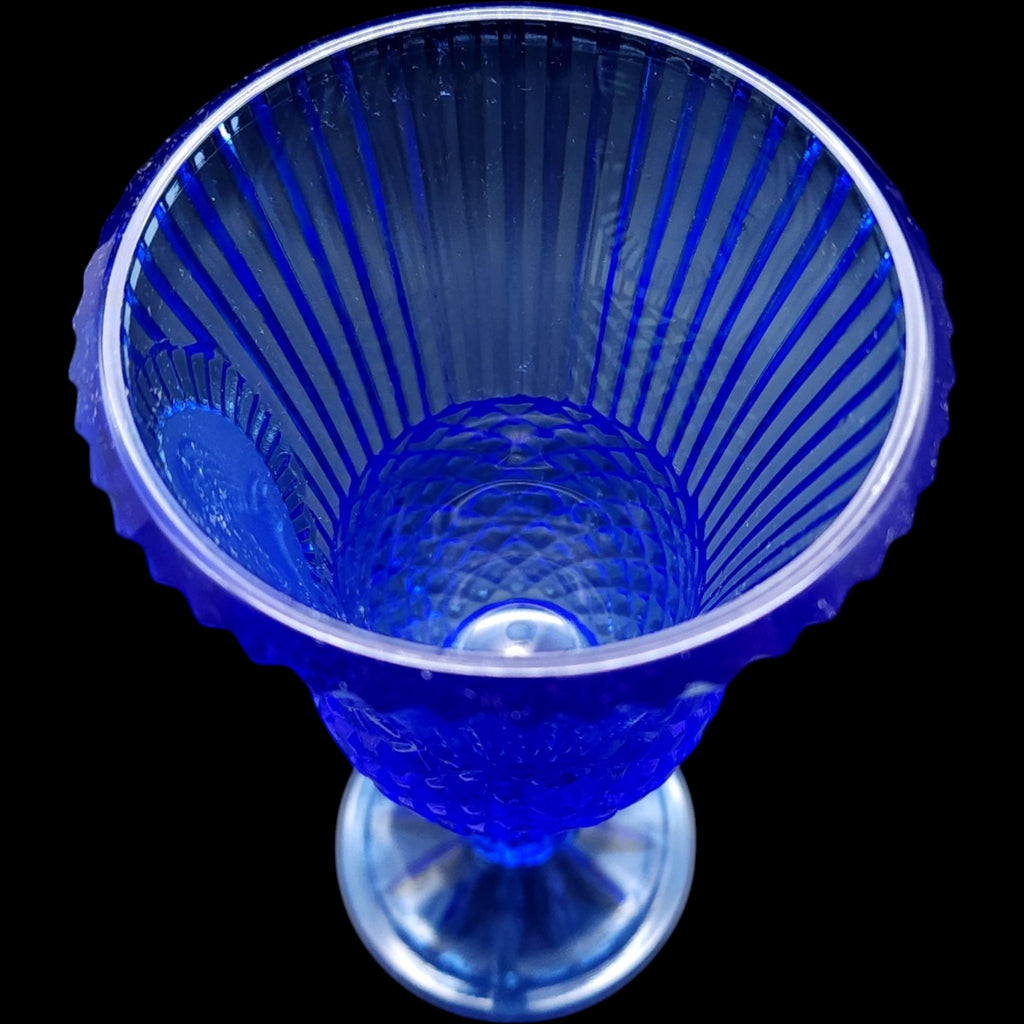Avon Fostoria Cobalt Blue Glass Cameo Goblet Candleholder George Washington