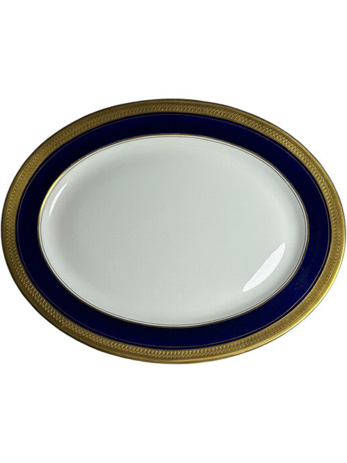 Aynsley England Buckingham Cobalt Blue & Gold 15" Oval Serving Platter Bone China