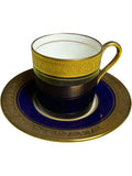 Aynsley England Buckingham Cobalt Blue & Gold Flat Demitasse Cup & Saucer Set Bone China