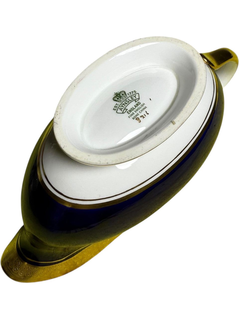 Aynsley England Buckingham Cobalt Blue & Gold Gravy Boat & Underplate Bone China