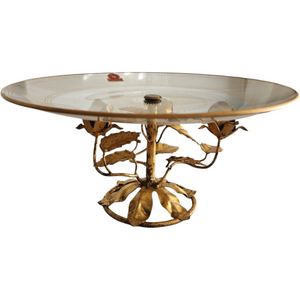 Barzel Flamingo Crystal 24K Gold Leaf Rose Serving Tray Holland