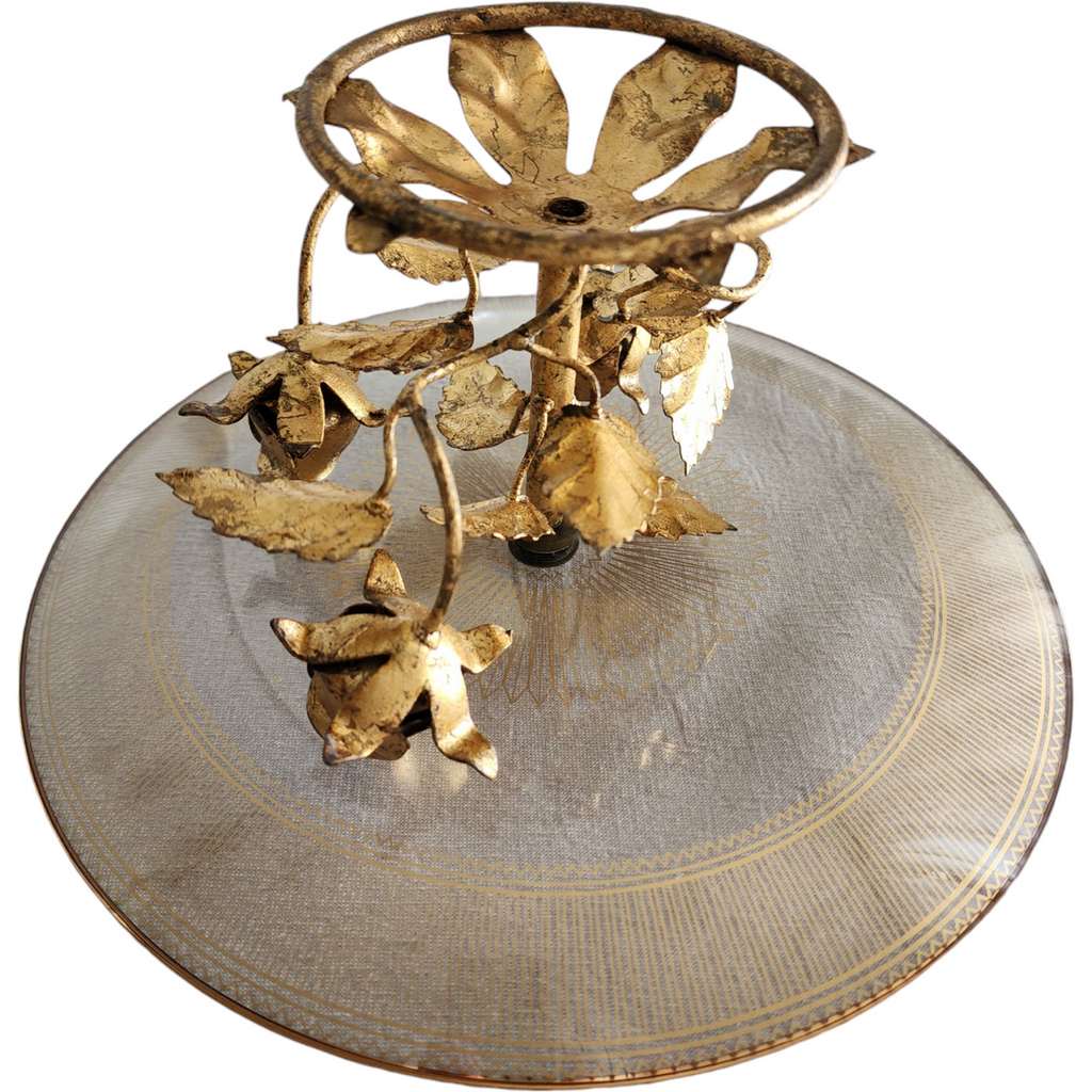 Barzel Flamingo Crystal 24K Gold Leaf Rose Serving Tray Holland