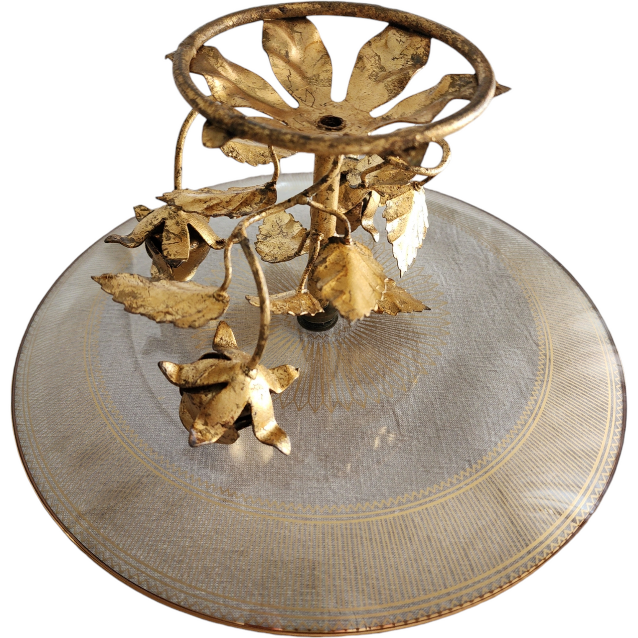 Barzel Flamingo Crystal 24K Gold Leaf Rose Serving Tray Holland