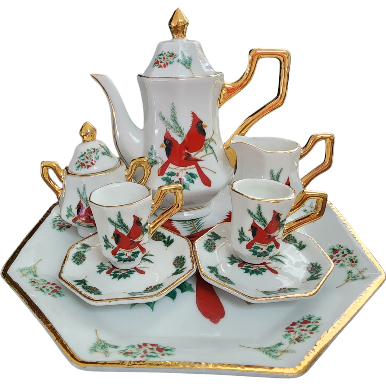 Baum Brothers Formalities Red Cardinal 10 Pc Miniature Tea Set