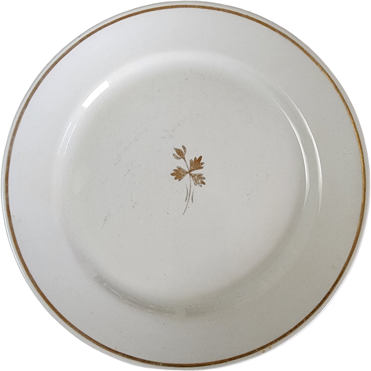 Bishop & Stonier Powell Gold Floral Center And Trim Dinner Plate