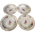 Black Knight Katona Cream Rim, Floral Gold Trim Fruit/Dessert Sauce Bowl Set of 4