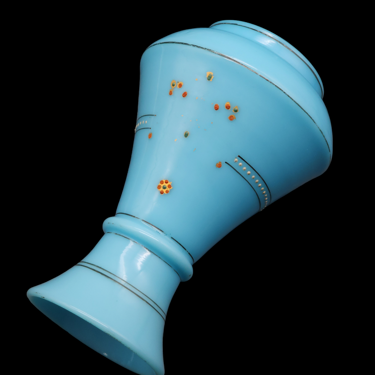 Blue Opaque Milk Glass Vase