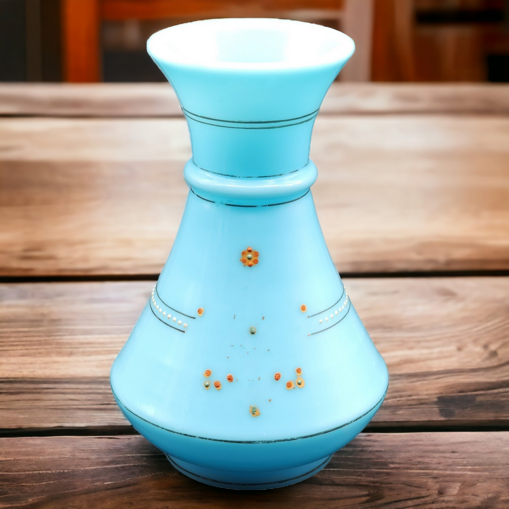 Blue Opaque Milk Glass Vase