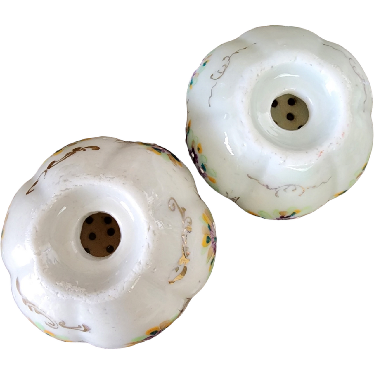 Blue White Hand Painted Floral Salt & Pepper Shaker Japan