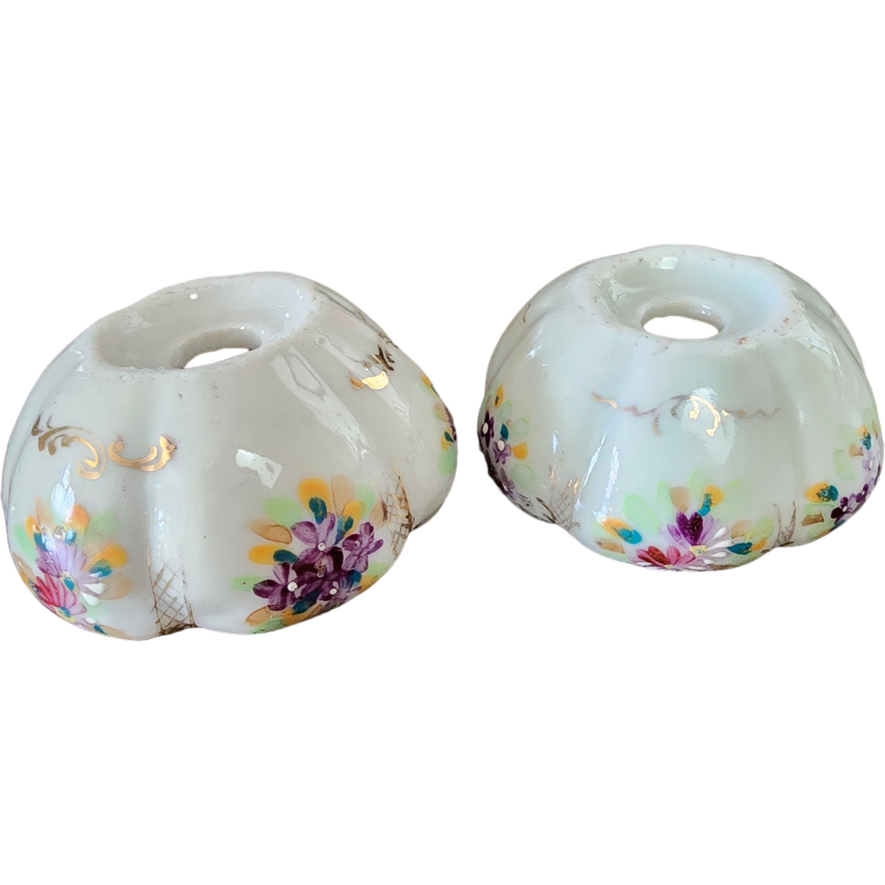 Blue White Hand Painted Floral Salt & Pepper Shaker Japan