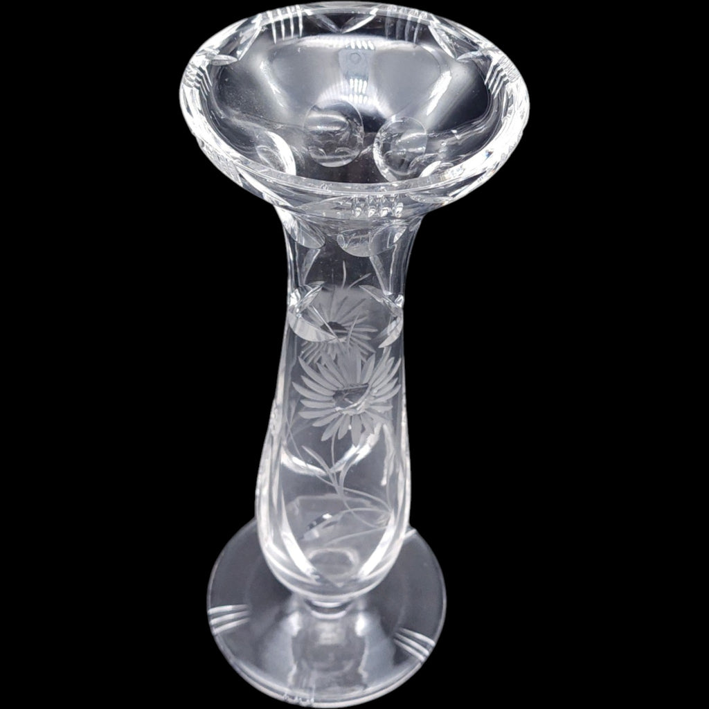 Bohemia Crystal Glass Vase Fine Cut Glass Floral & Diamond Pattern