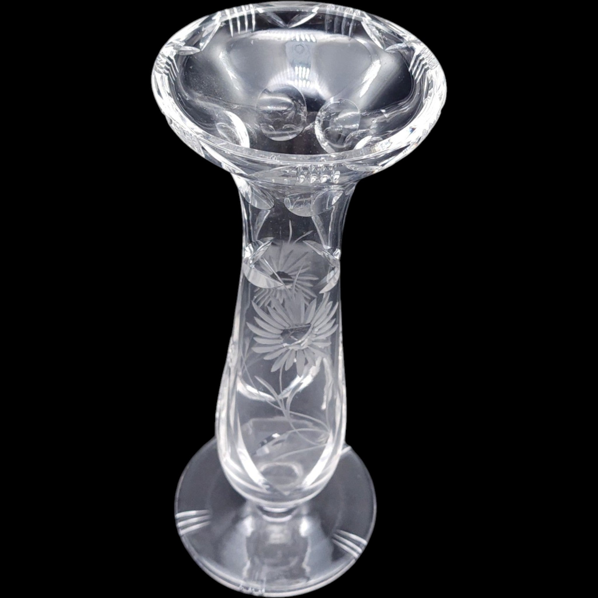 Bohemia Crystal Glass Vase Fine Cut Glass Floral & Diamond Pattern