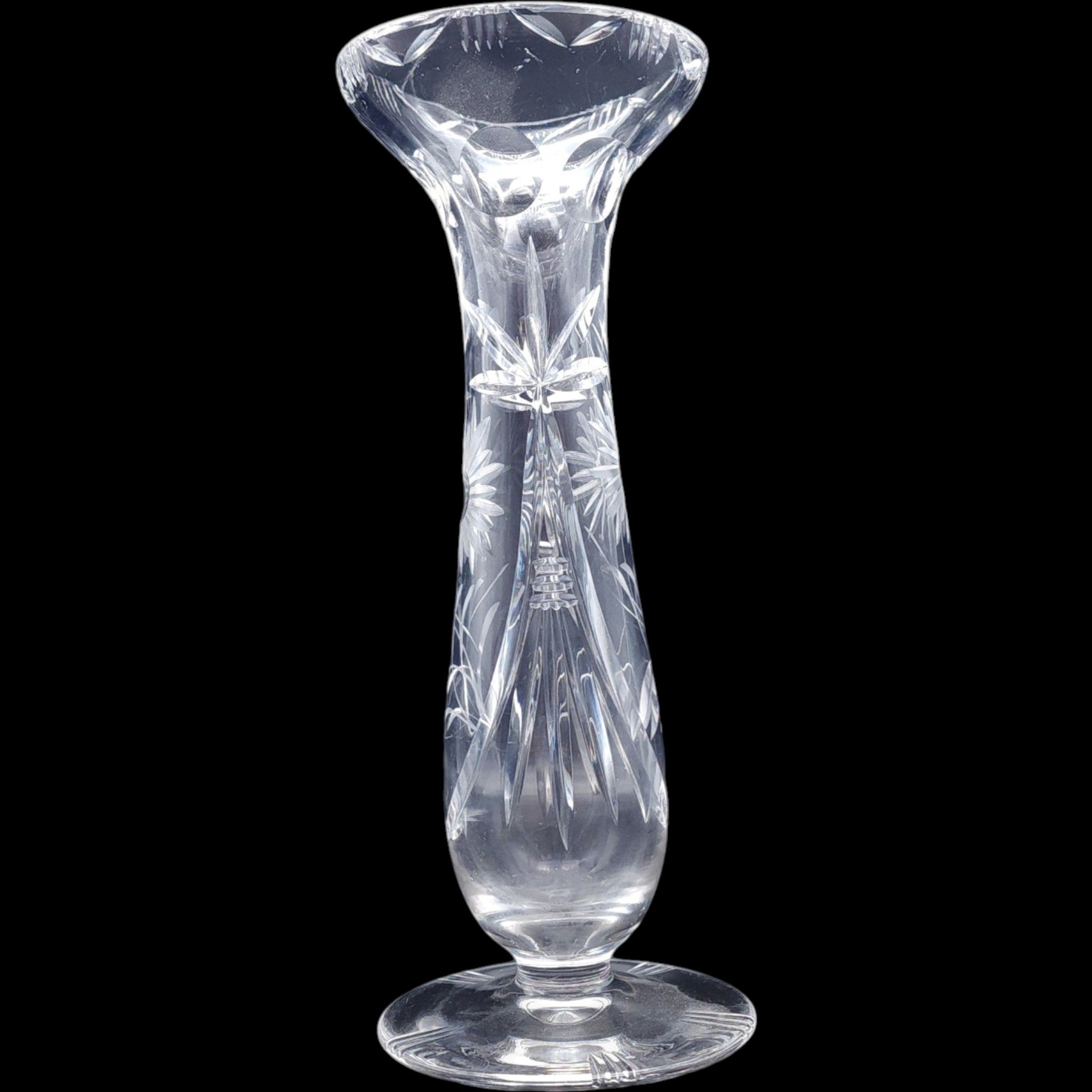 Bohemia Crystal Glass Vase Fine Cut Glass Floral & Diamond Pattern