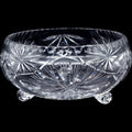 Vintage Bohemian Cut Crystal Three-Footed Bowl Pinwheel & Starburst