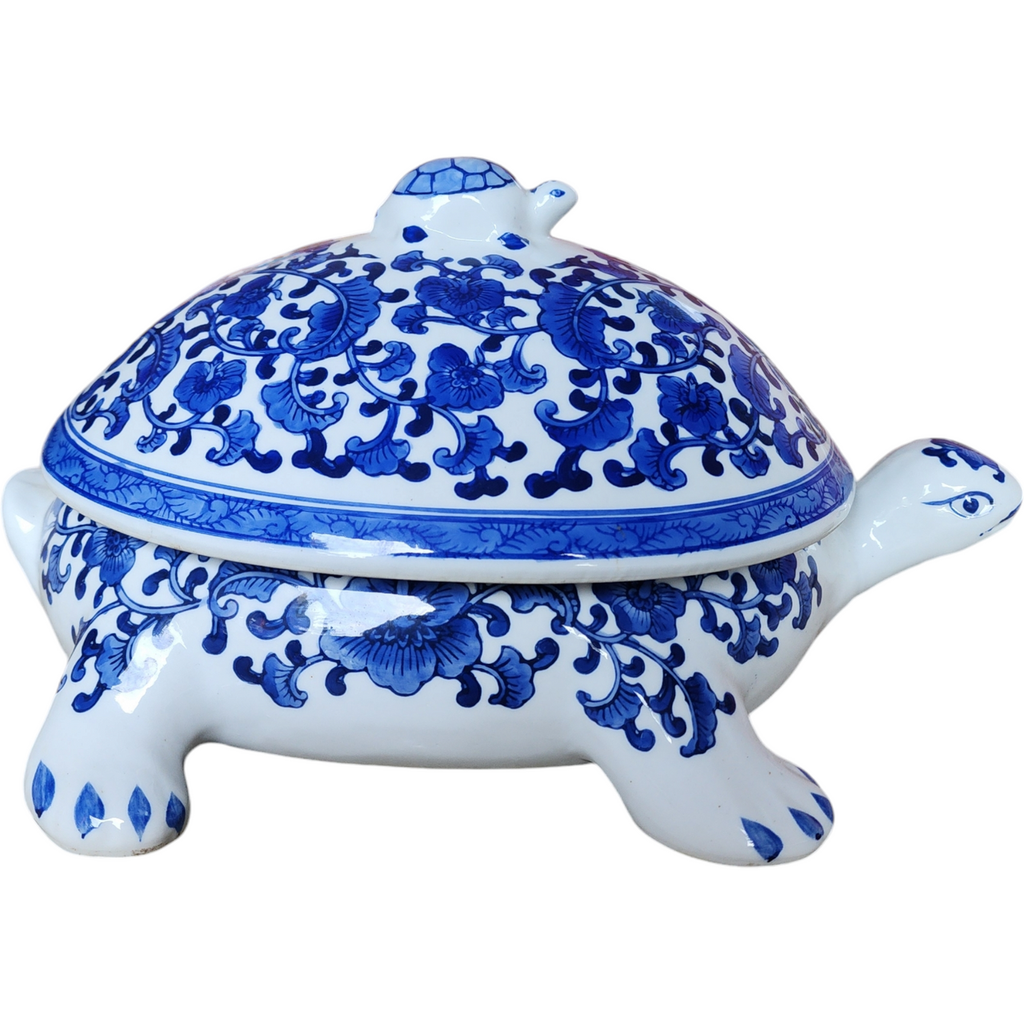 Bombay Asian Garden Blue & White Chinoiserie Turtle Tureen