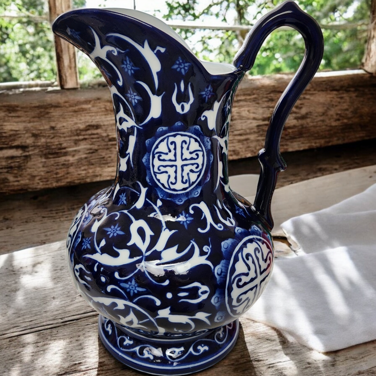 Bombay Asian Garden Blue & White Floral Pitcher