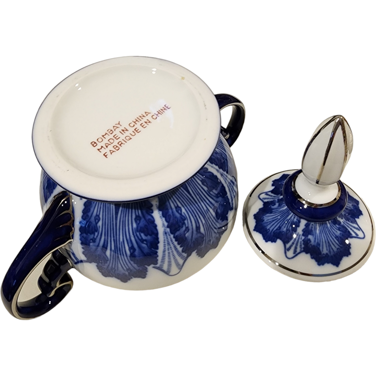 Bombay Asian Garden Blue & White Floral Sugar Bowl & Lid
