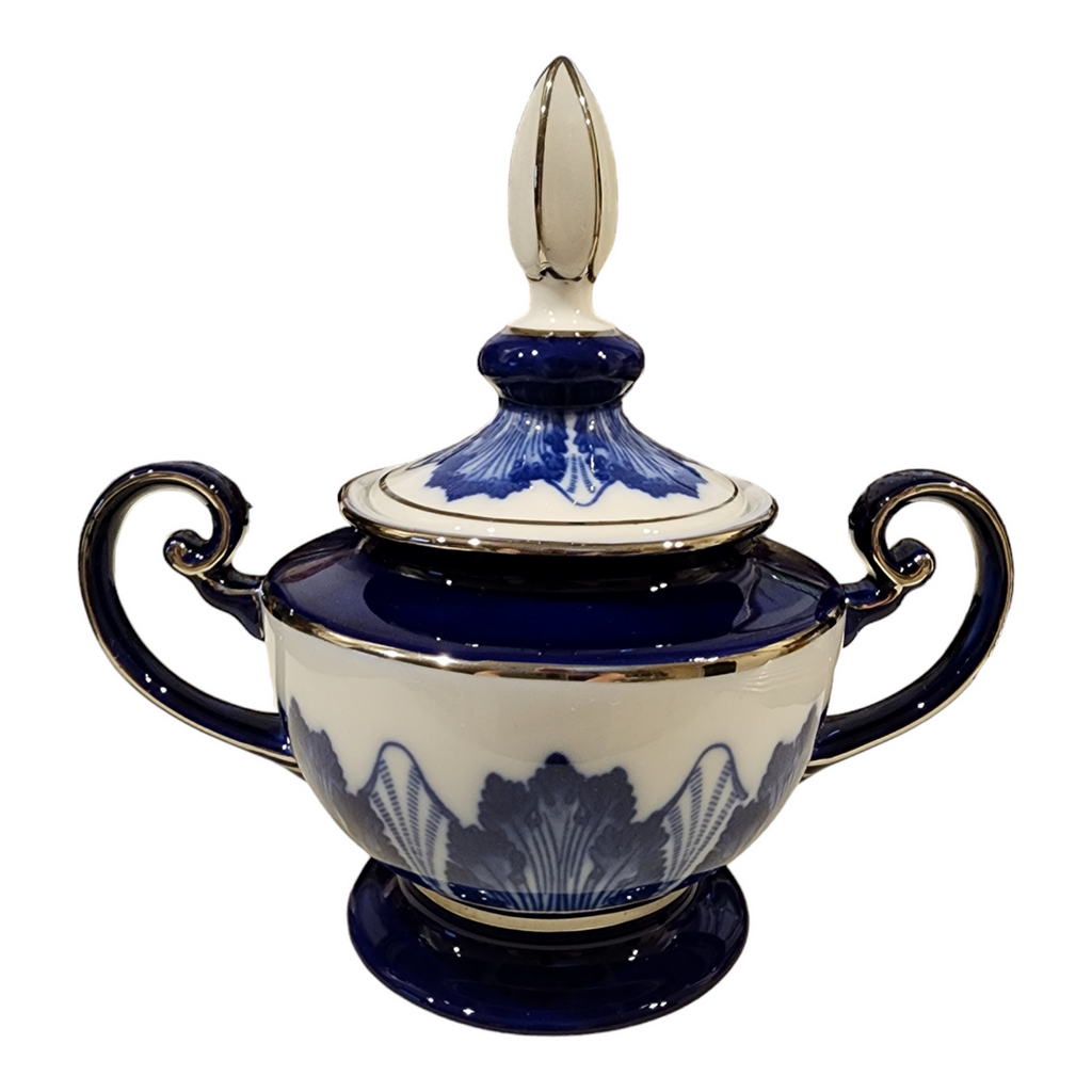 Bombay Asian Garden Blue & White Floral Sugar Bowl & Lid