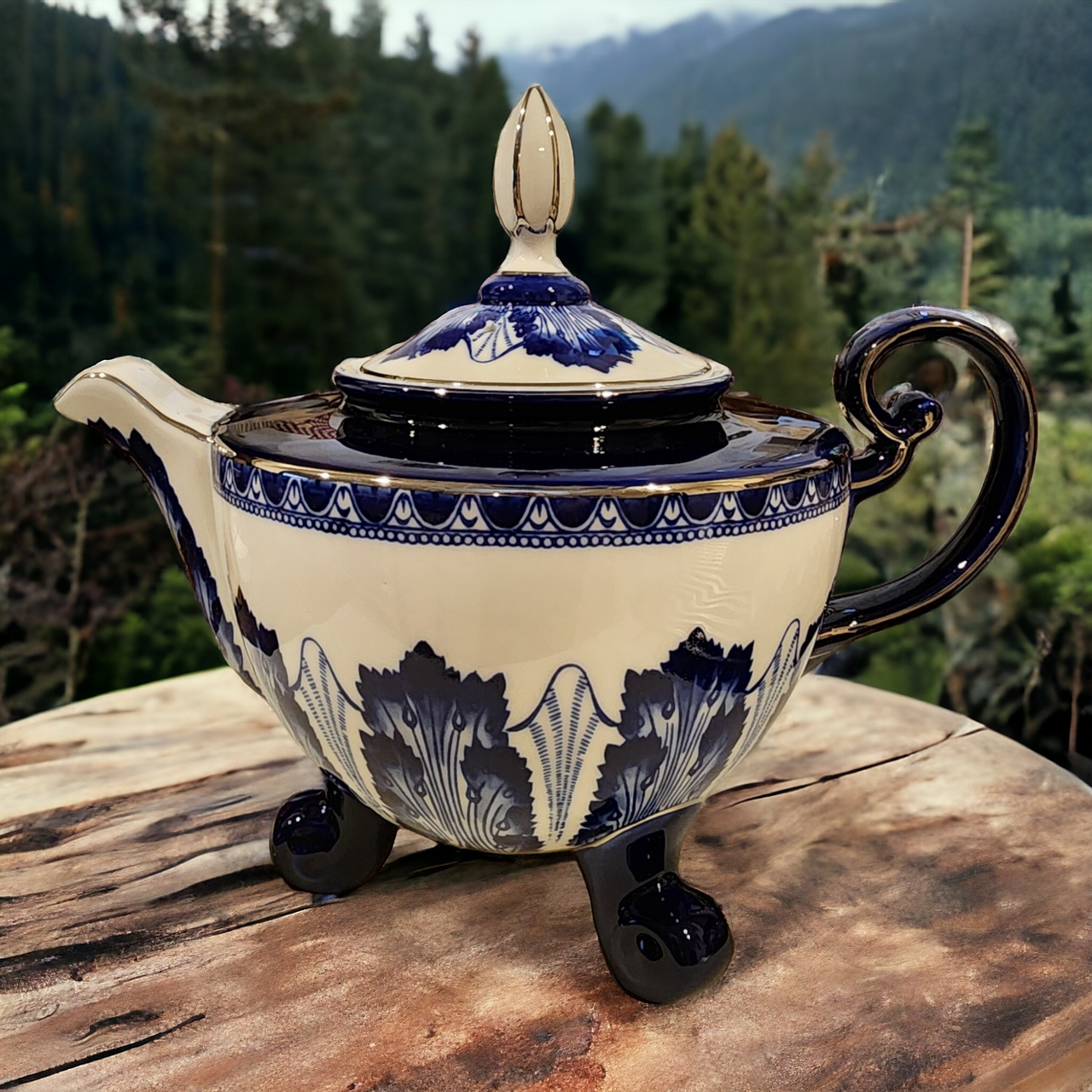 Bombay Asian Garden Blue & White Floral Teapot & Lid