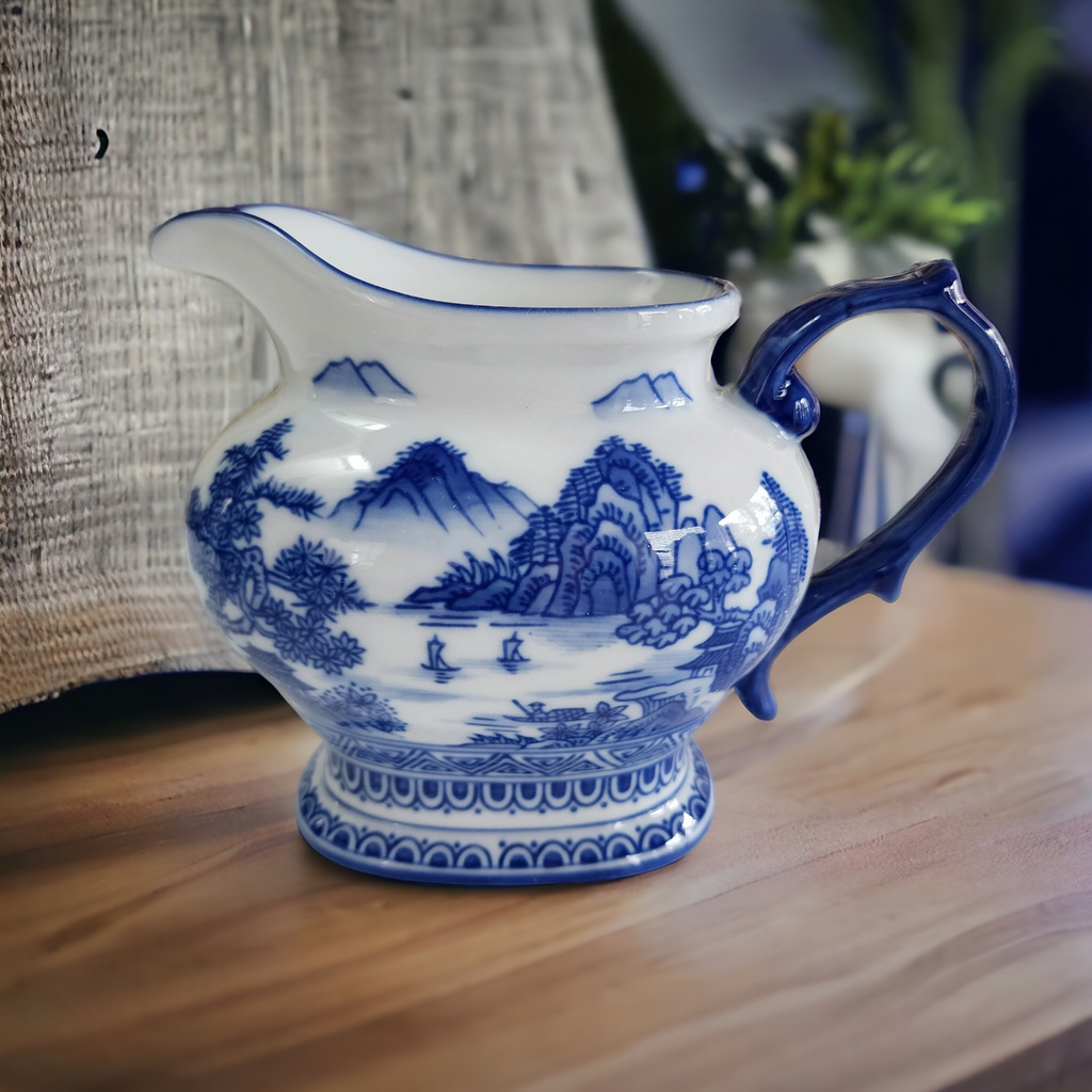 Bombay  Blue White Oriental Scene Creamer