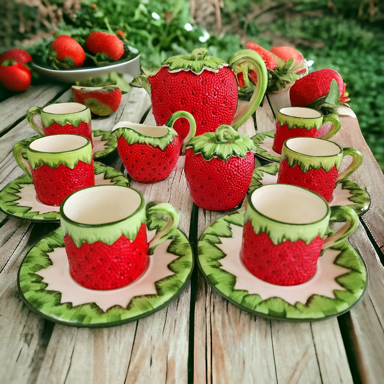 Gift Ideas Creation Strawberry Espresso /Tea Set of 15