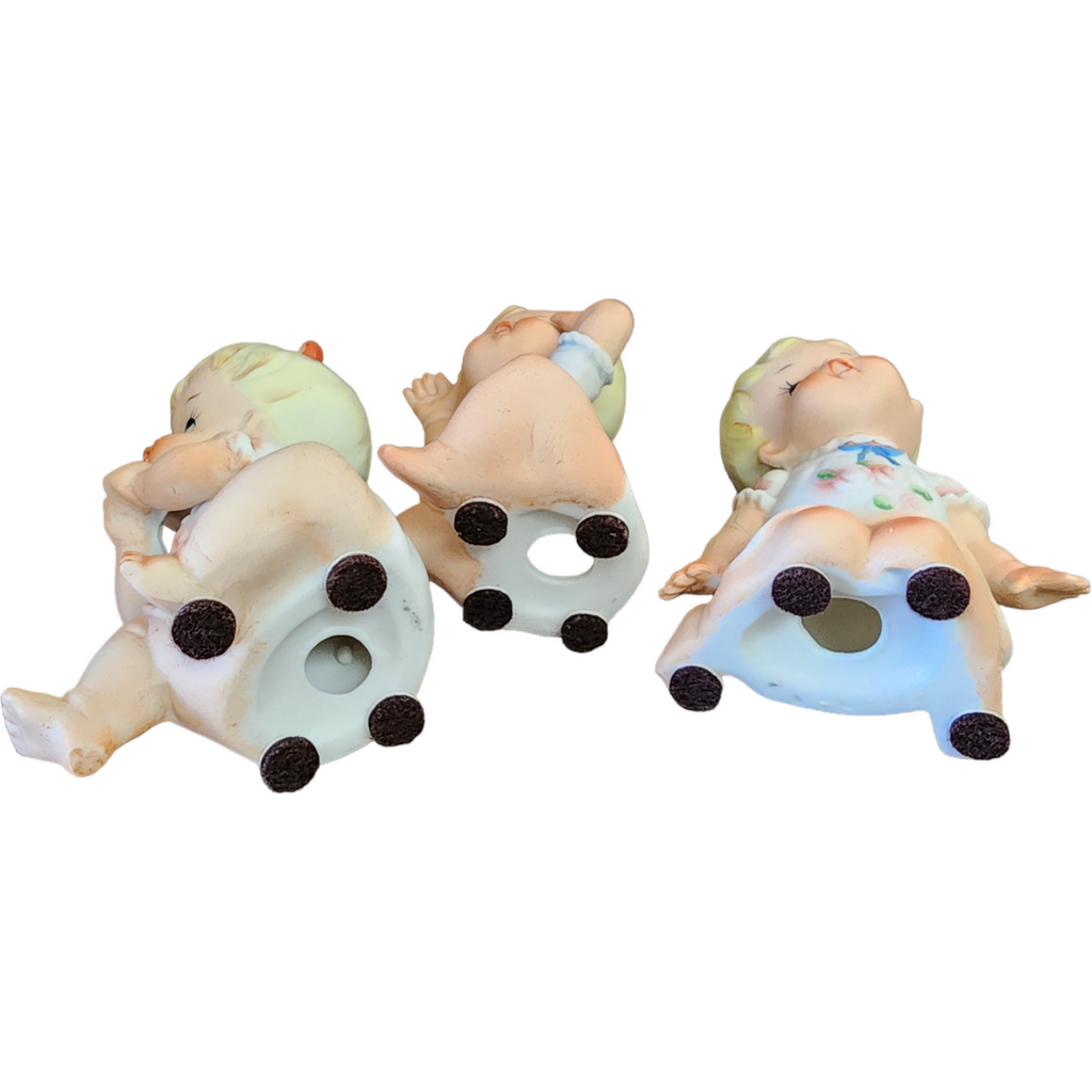 Bradley Bisque Porcelain Piano Babies Figurines Japan Set of 3