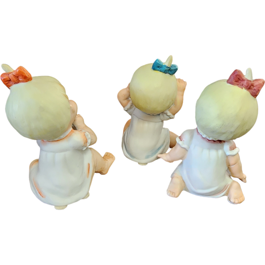 Bradley Bisque Porcelain Piano Babies Figurines Japan Set of 3