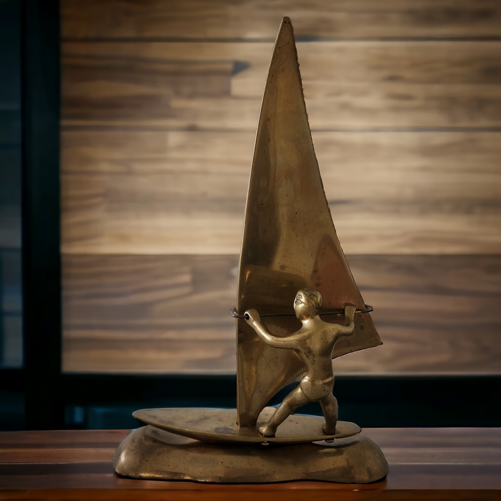 Brass Sailboat Windsurfing Sculpture Figurine