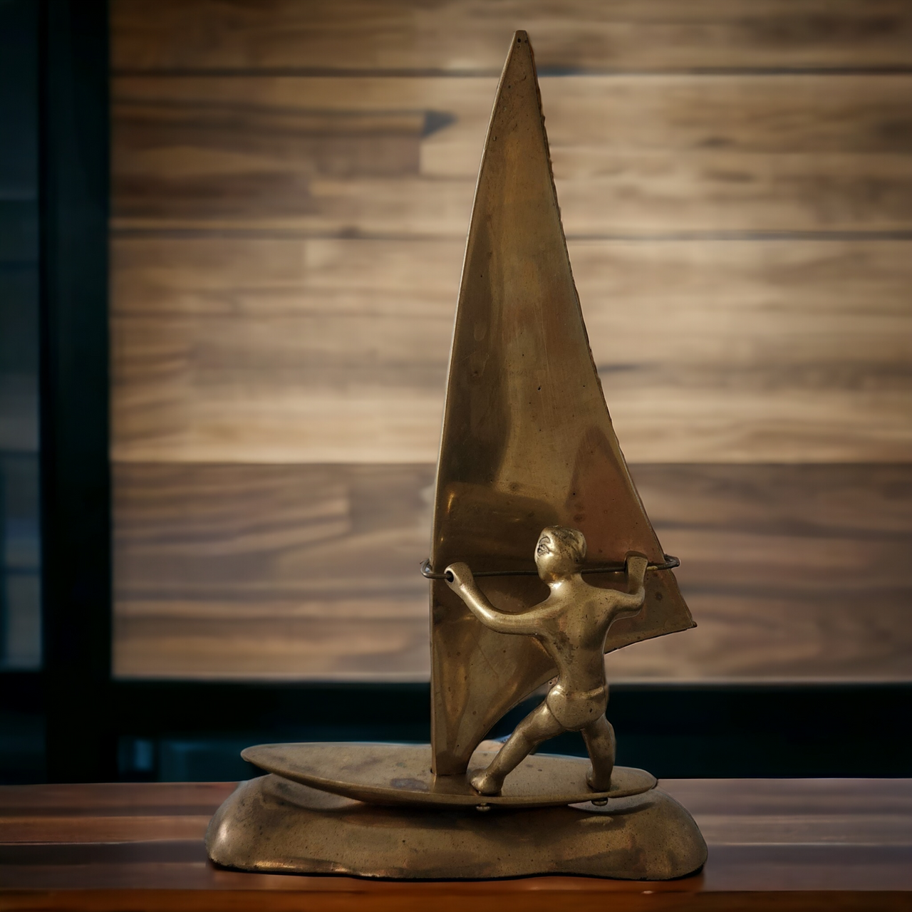 Brass Sailboat Windsurfing Sculpture Figurine