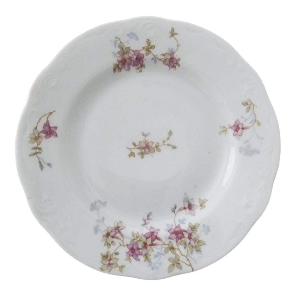 6" Syracuse China Purple Floral Sprigs & Embossed Rim Bread & Butter Plate
