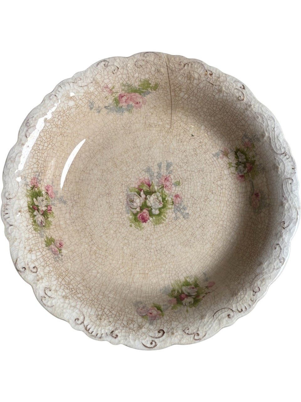 Set of 3 Antique J&G Meakin Hanley England Small Bowls  Floral Transferware with Scalloped Edge Shabby Cottage Chic Dishware