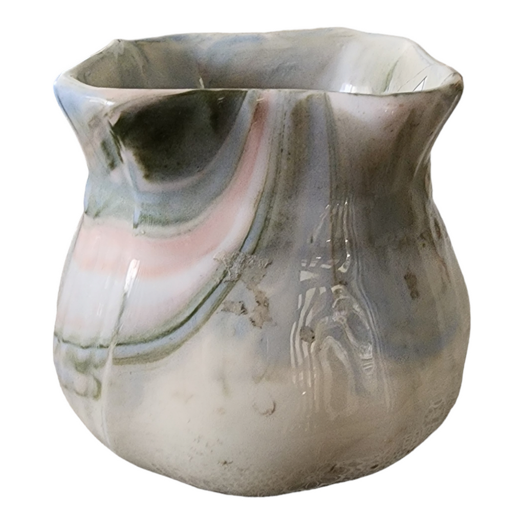 Buffalo China Restaurant Ware Multifleure Marbled Glaze Pottery Vase