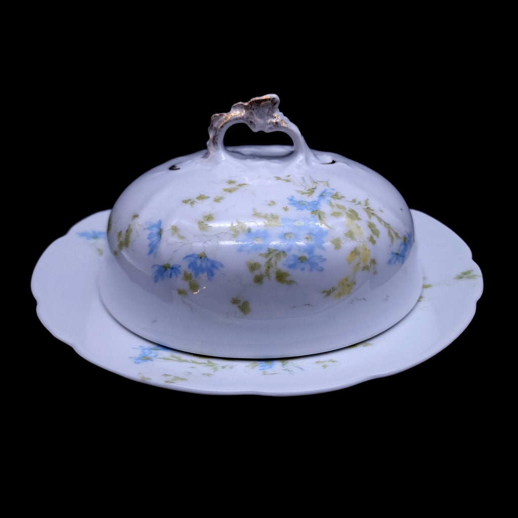 CARLSBAD Blue Flowers Round Covered Butter