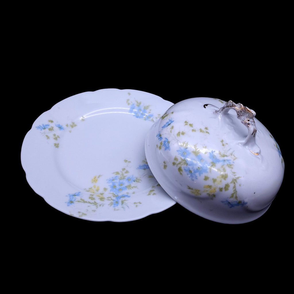 CARLSBAD Blue Flowers Round Covered Butter