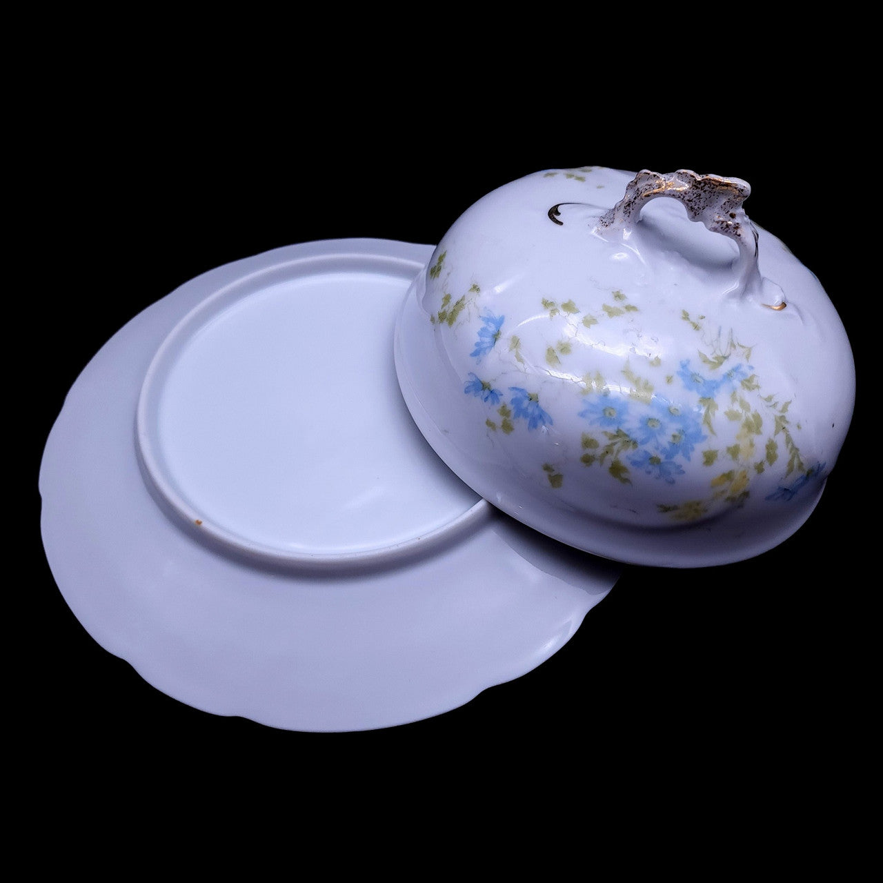 CARLSBAD Blue Flowers Round Covered Butter