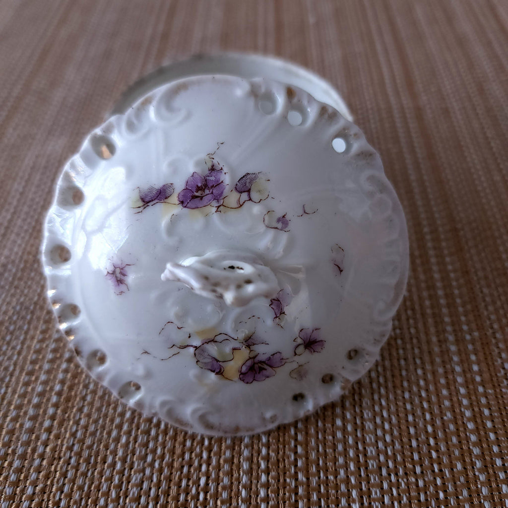 CARLSBAD Victoria Purple Flowers, Gold Trim Jelly Jam Jar with Lid Austria