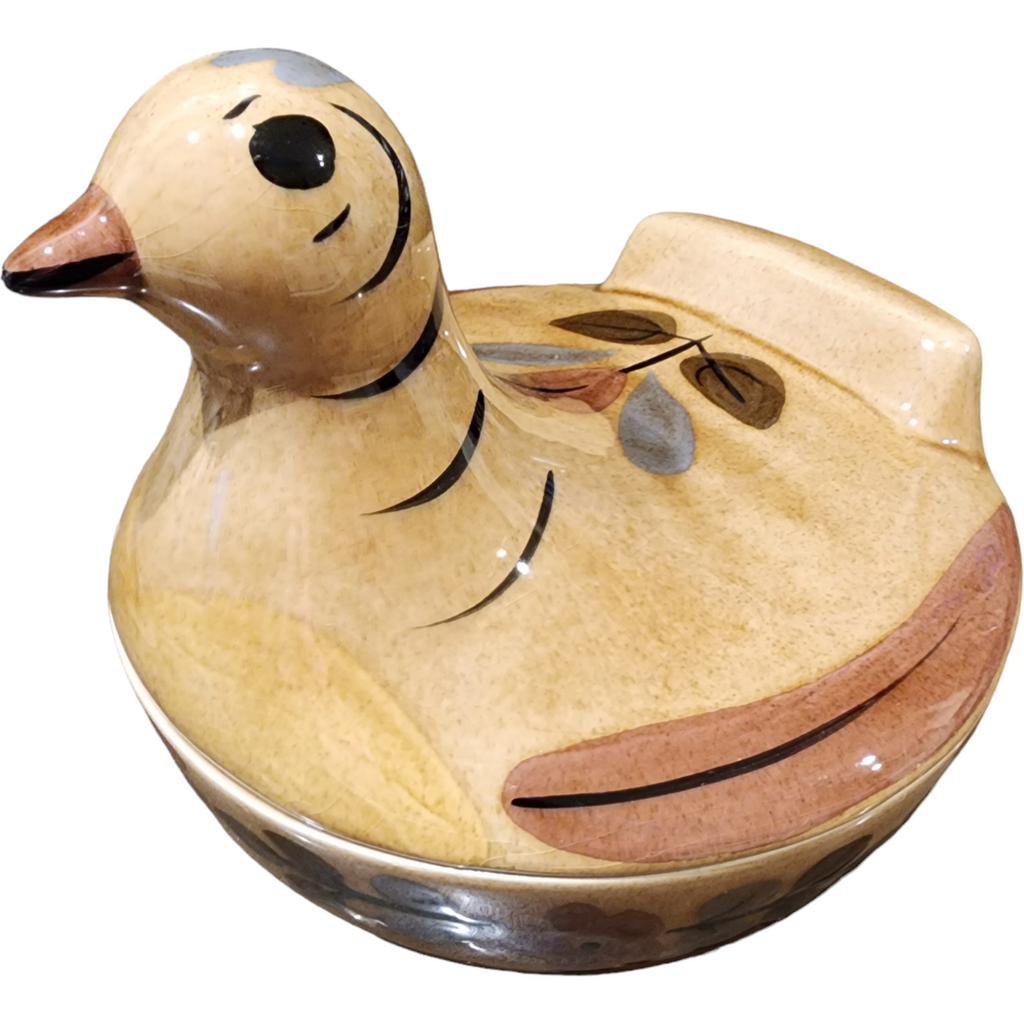 California Cleminsons Hand Painted Bird Covered Dish