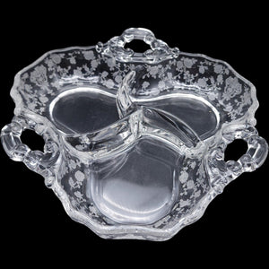 Cambridge Rose Point Clear 3-Part Divided Candy Relish Dish
