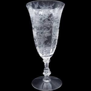 Cambridge Wildflower Clear Etched Glass Footed Iced Tea Goblet