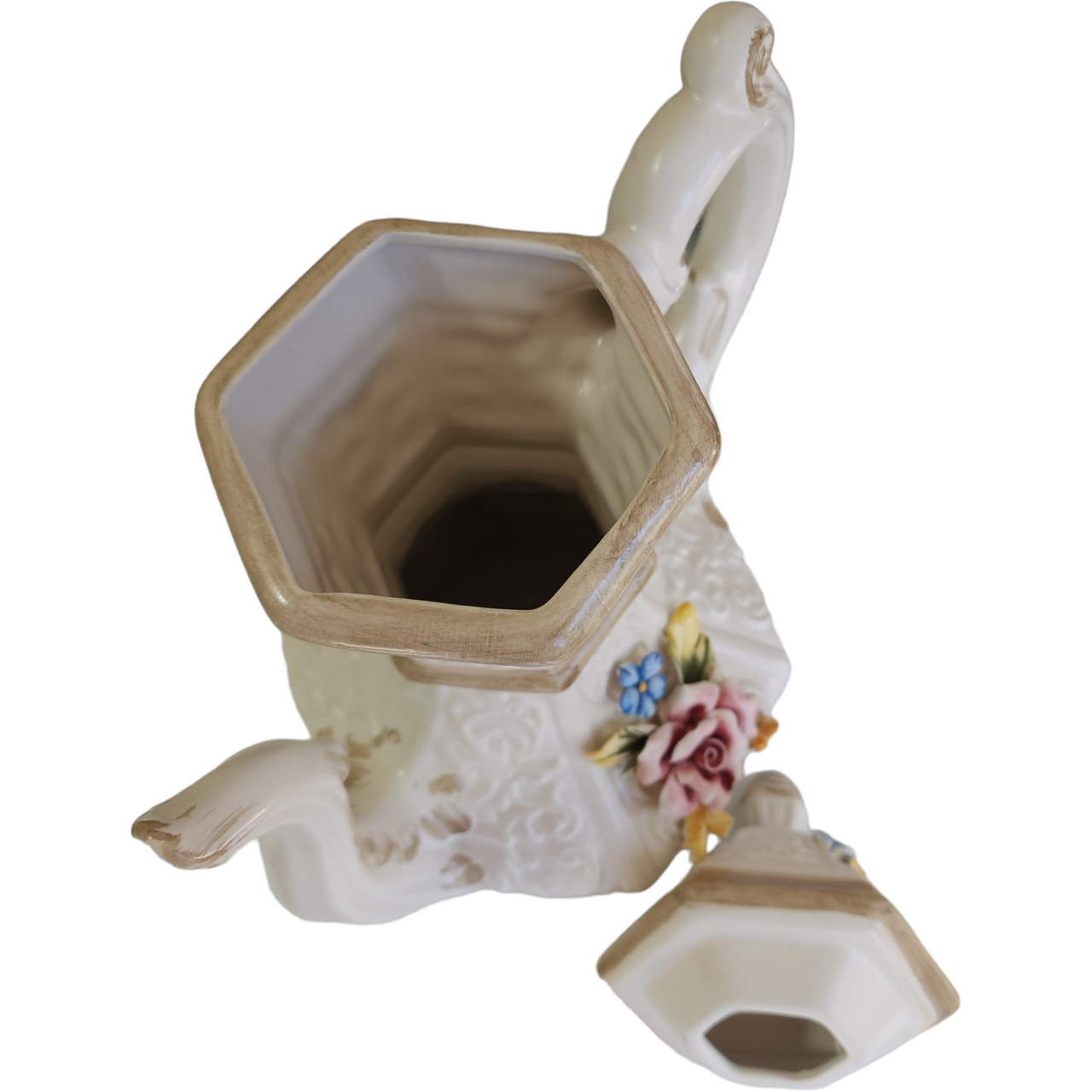 Capodimonte Amphora Porcelain Pitcher Vase with Lid