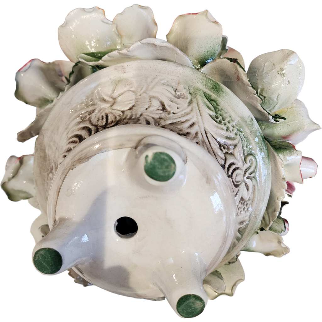 Capodimonte Giftware Large Handled Basket Of Flowers