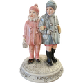 Capodimonte High-Quality Porcelain Two Children on Base Figurine