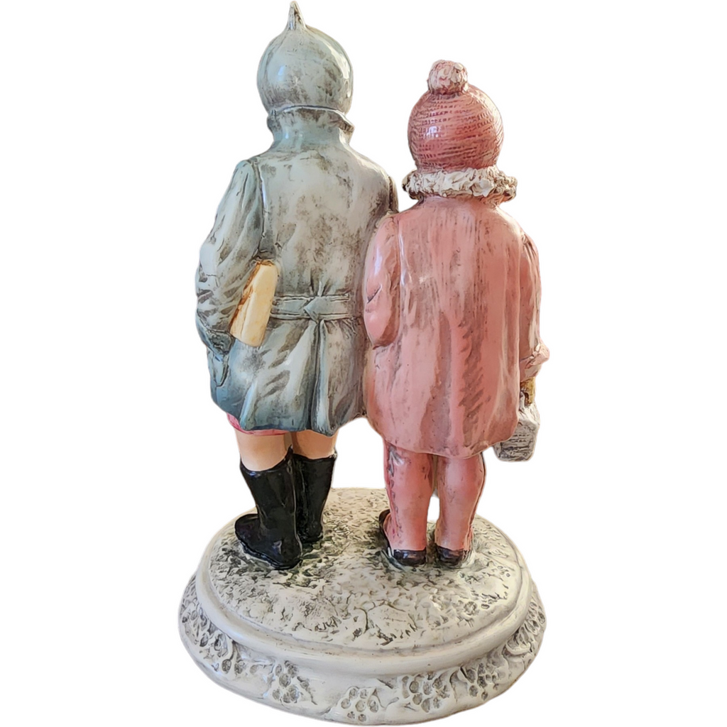Capodimonte High-Quality Porcelain Two Children on Base Figurine