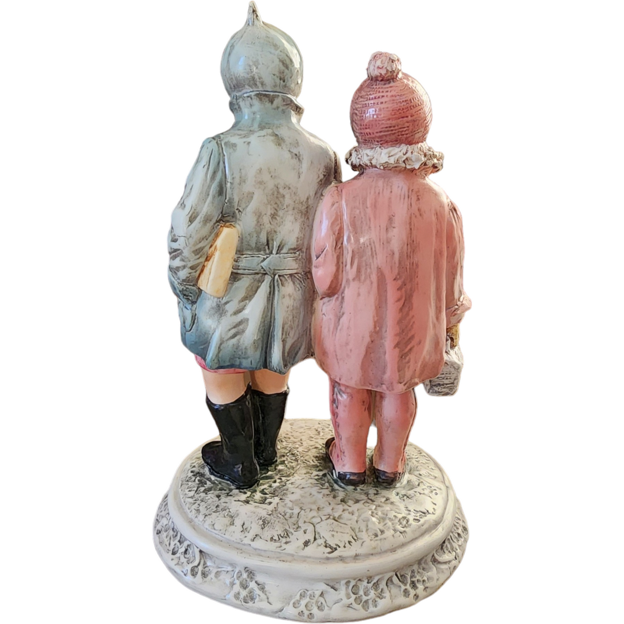 Capodimonte High-Quality Porcelain Two Children on Base Figurine