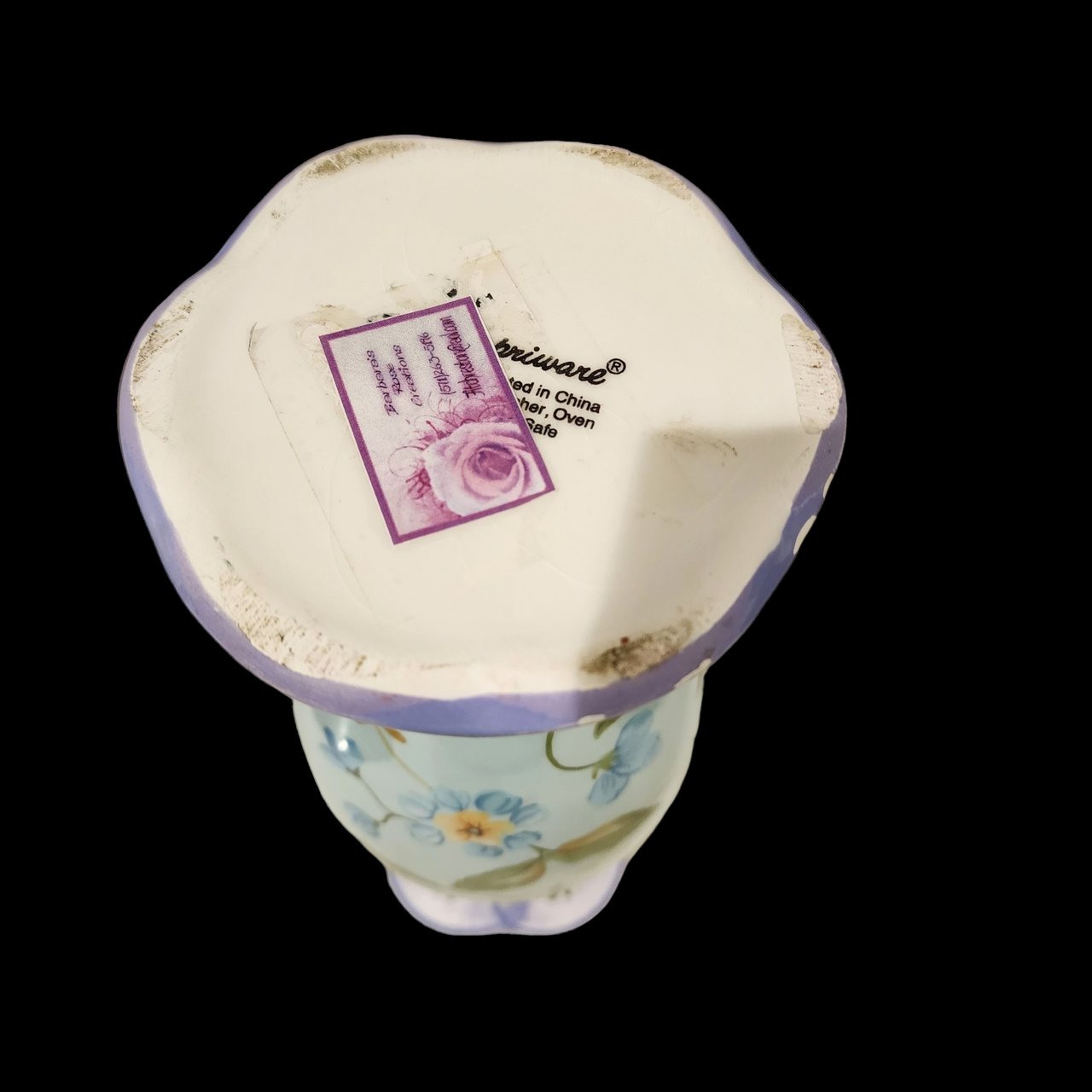 Capriware Hand Painted Blue Purple Floral Country Style Vase