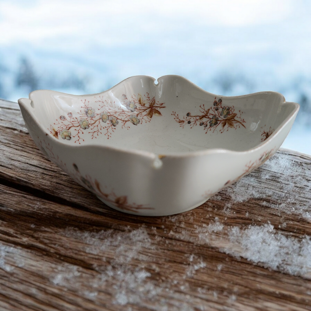 Carlsbad Blue Flowers Leaves Large Vase Bowl Austria
